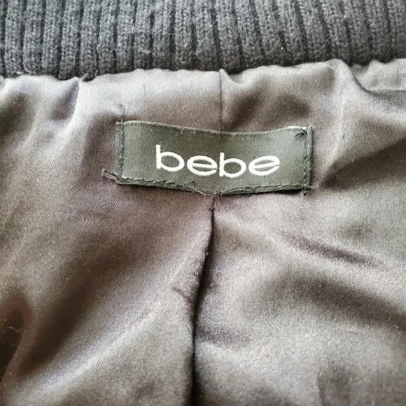 Bebe Black Bomber Puffer Ski Jacket Sweater Sleeve Y2K - Picture 4 of 6